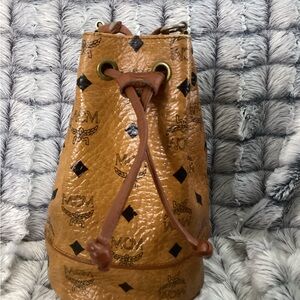 MCM Vintage Visetos Drawstring Bucket Bag